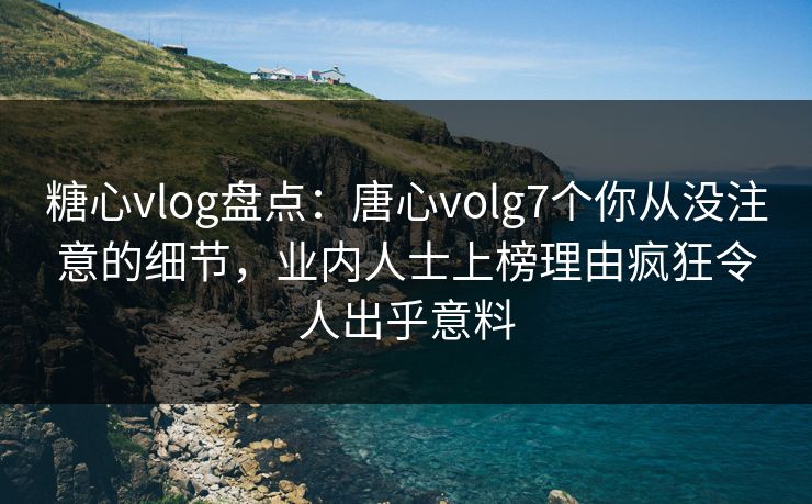 糖心vlog盘点：唐心volg7个你从没注意的细节，业内人士上榜理由疯狂令人出乎意料
