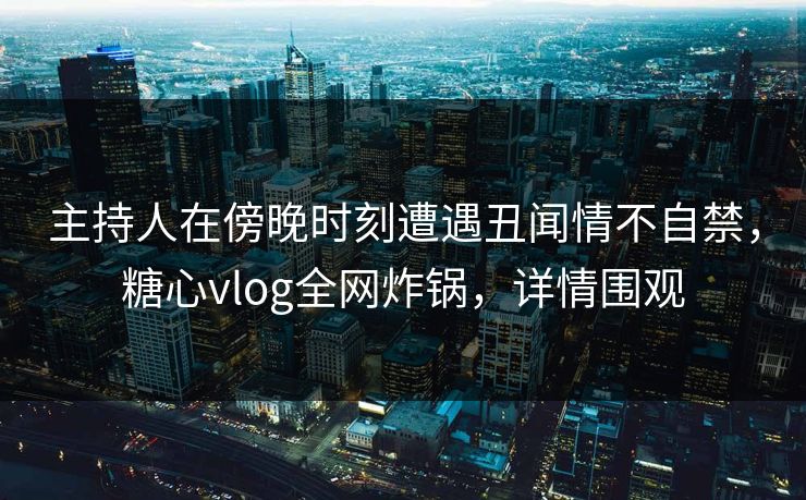 主持人在傍晚时刻遭遇丑闻情不自禁，糖心vlog全网炸锅，详情围观