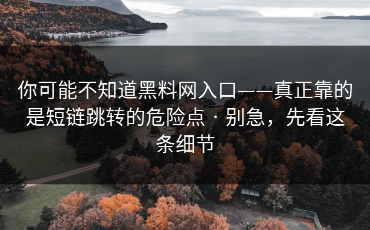 你可能不知道黑料网入口——真正靠的是短链跳转的危险点 · 别急，先看这条细节